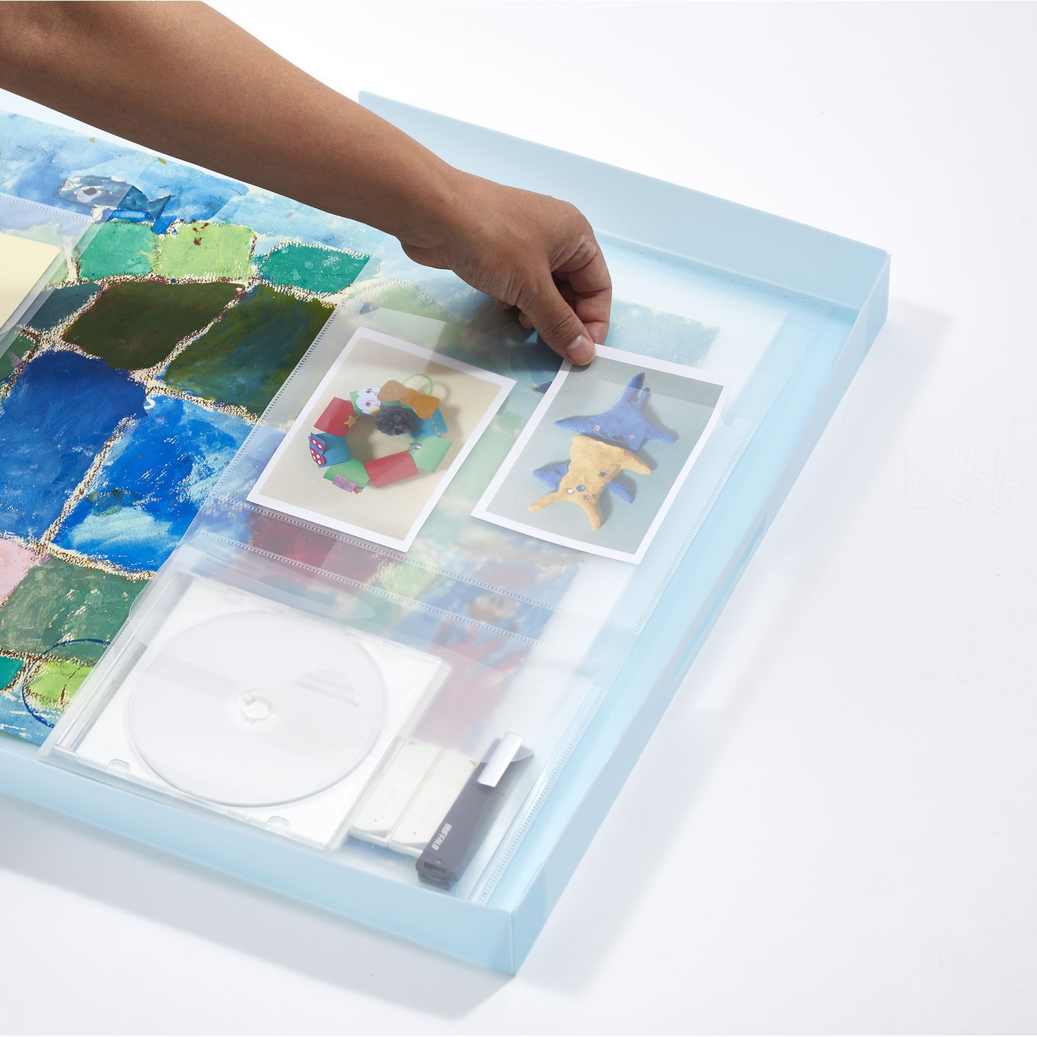 日本千趣會 - [熱銷更新版]美勞作品收納盒(附提把)-白 (45×29.5×4.5cm)