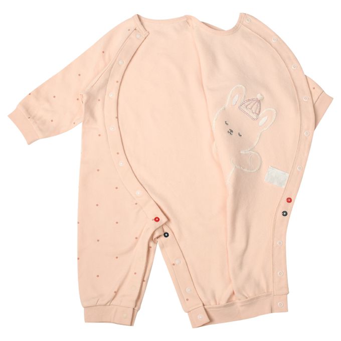 akachan honpo - 長袖兔裝 翻身神隊友-彈性材質-粉紅色