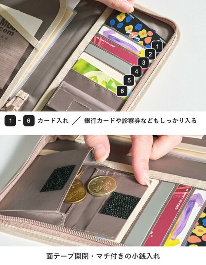 日本 LIZDAYS - 存摺護照卡片多用途收納包-(防盜設計)-黑