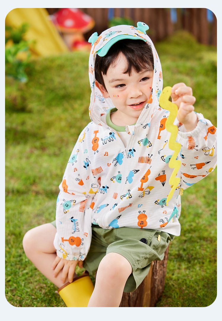 純棉立體造型連帽防曬外套-可愛鴨子-白色