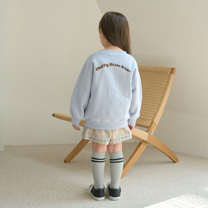 日本 Lycee mine - 可愛相良刺繡裏起毛長袖上衣-愛心小熊-米白