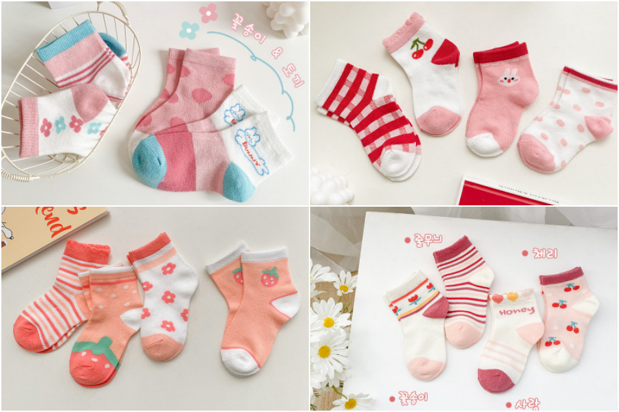 夏日女襪 (四入一組)-1026櫻桃小點心