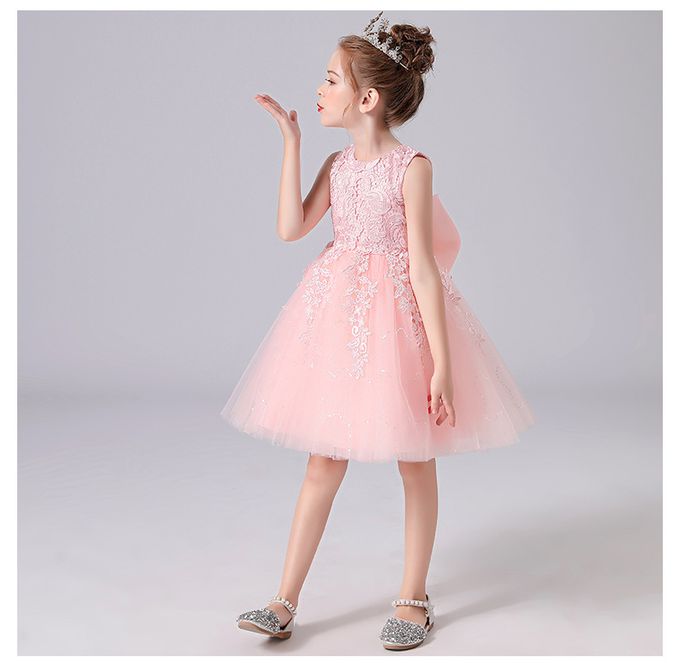 蕾絲落花紗裙小禮服-淺藍色