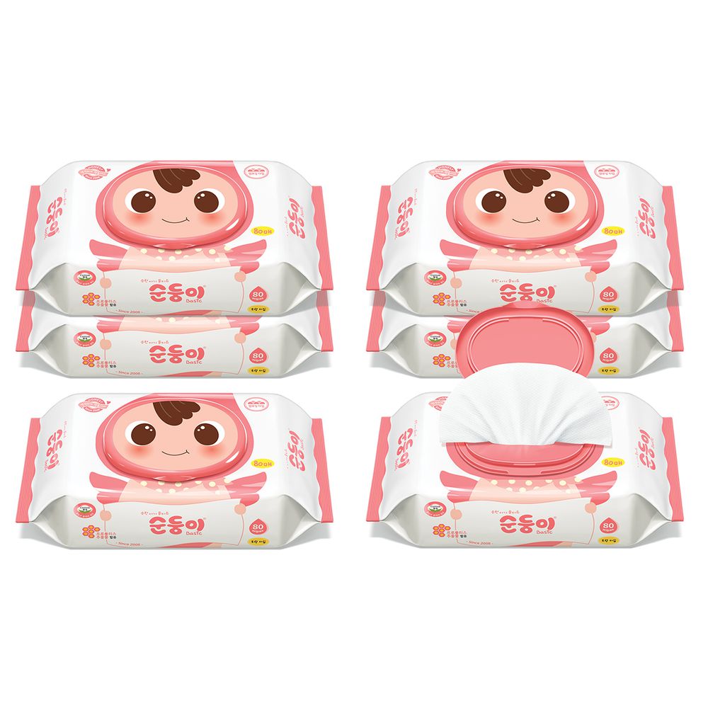 無香壓花嬰兒濕巾(馬卡粉) 6包組(80抽)-效期2025/10/17