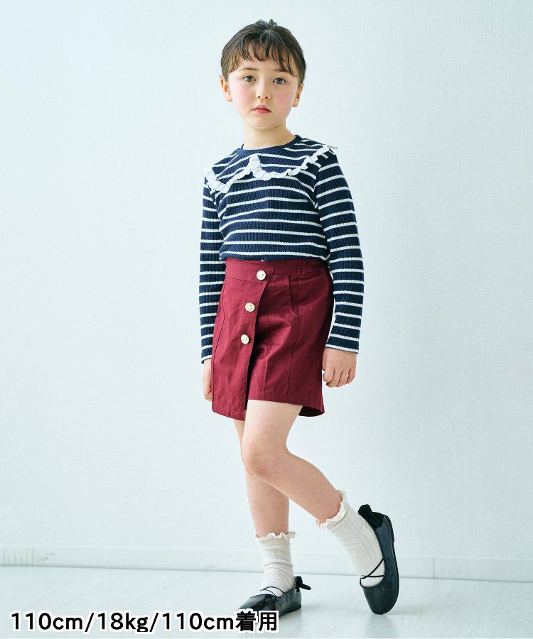 日本 apres les cours - 小奢華金屬鈕扣俏麗褲裙-棕色