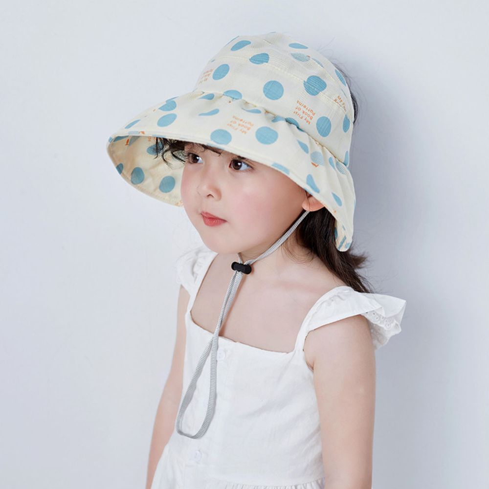 兒童薄款空頂遮陽帽-淺藍點點 (49-51cm)