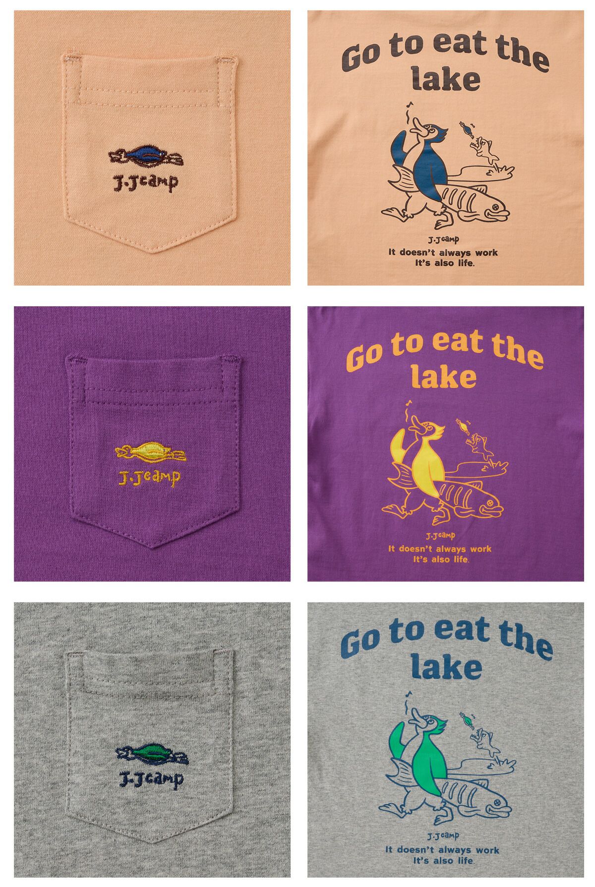 日本服飾代購 - 防蚊加工 美式印花短袖上衣-鵜鶘抓魚-珊瑚橘