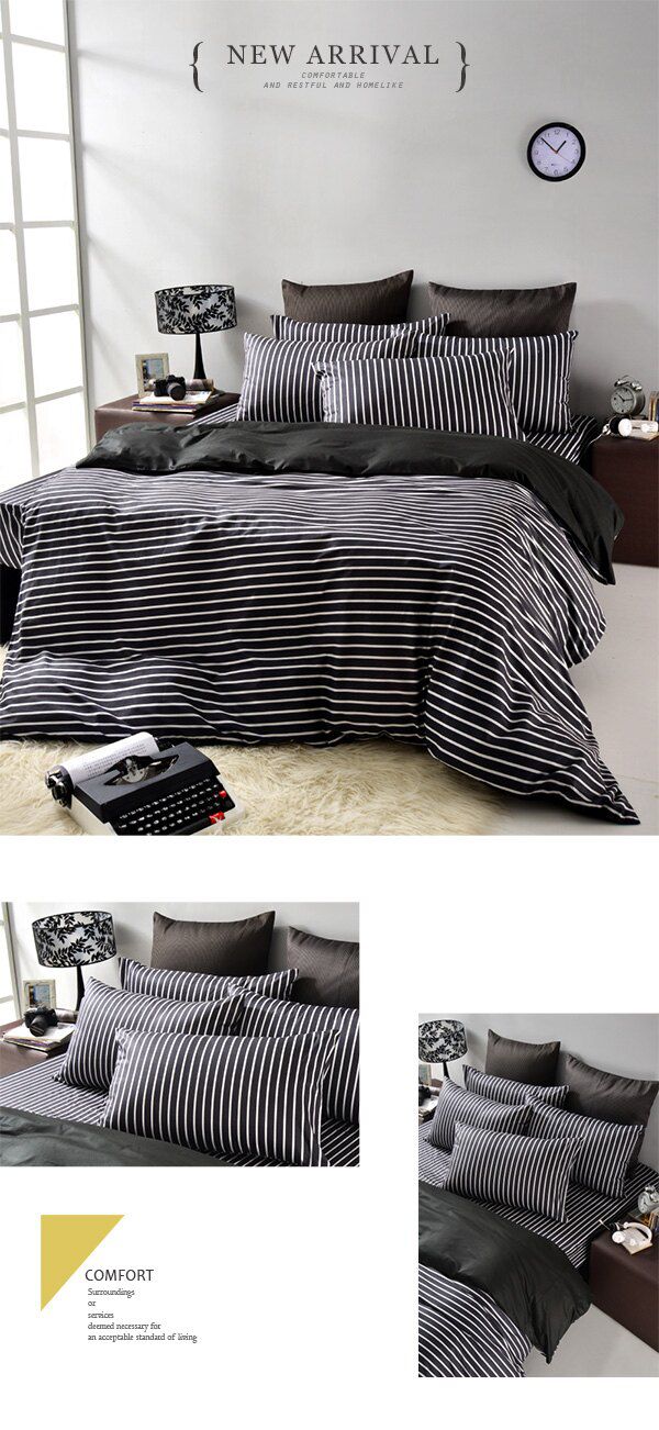 Pure One - 100%精梳棉單人床包被套三件組/台灣製-極簡風尚-黑 (床包*1_3.5x6.2尺/105x186cm+枕套*1_45x75cm+被套*1_135x195c)