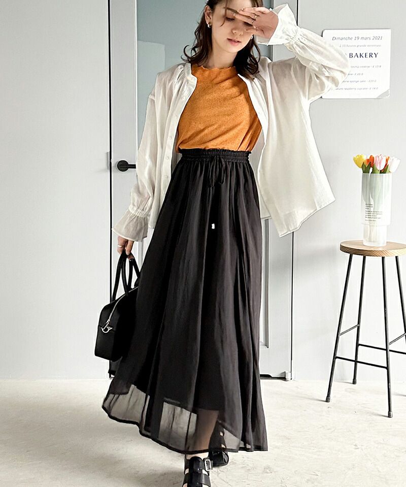 日本 Classical Elf - 慵懶2WAY皺縮木耳領長袖上衣-冰河藍