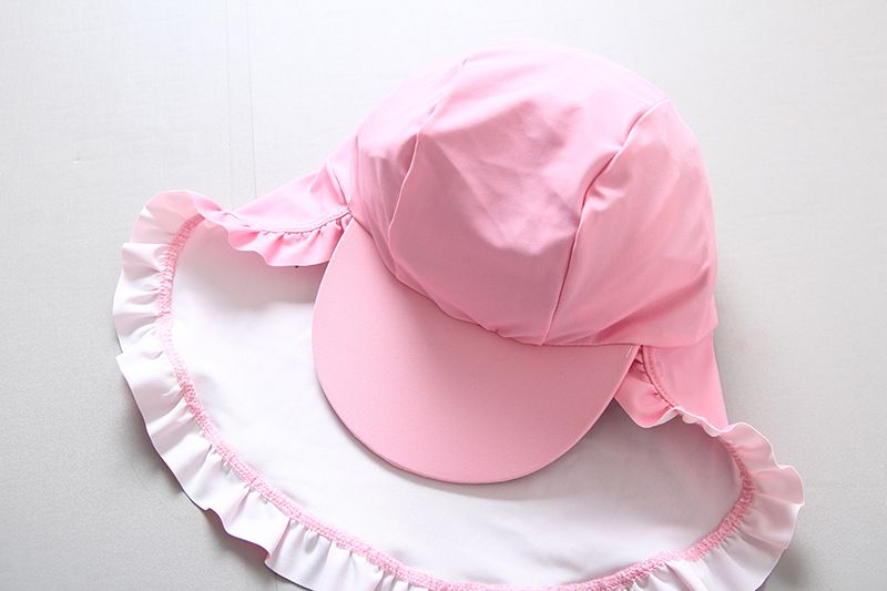 女寶長袖連身泳裝(附帽子)-滿版葉子-粉色