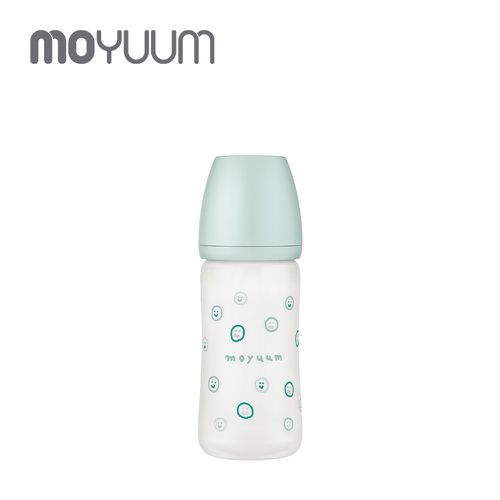 寬口矽膠玻璃奶瓶-微笑泡泡-240ml(2m+)