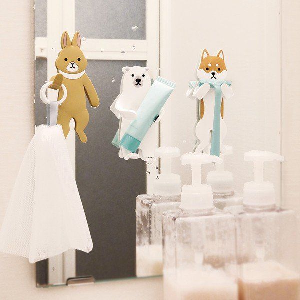 日本 TOYO CASE - 可彎折黏貼式置物掛鉤-刺蝟