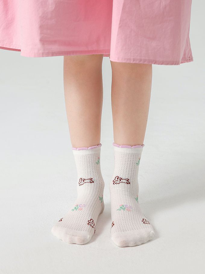 花園跳跳兔兔網眼短筒棉襪