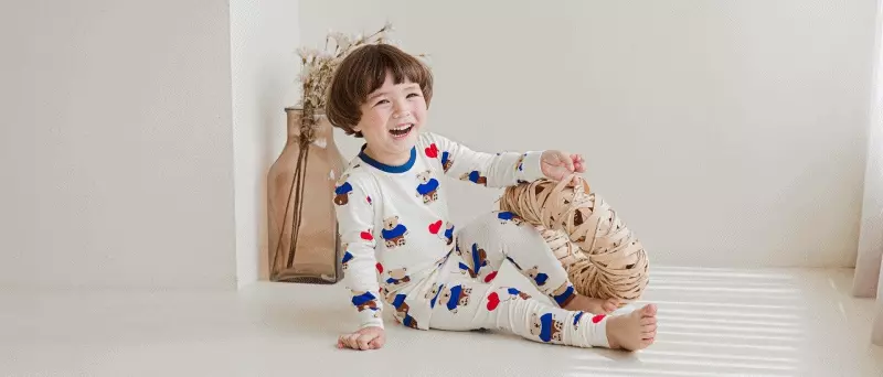 韓國 Cordi-i - 40支無螢光棉長袖家居服-三朵小花