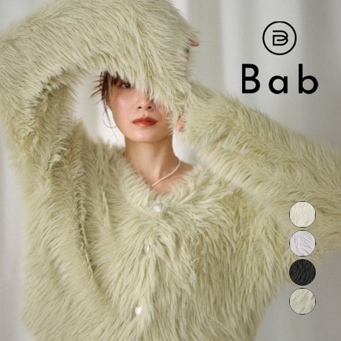 日本 Bab - 奢華毛海愛心扣前後2way開襟衫-長版-果綠