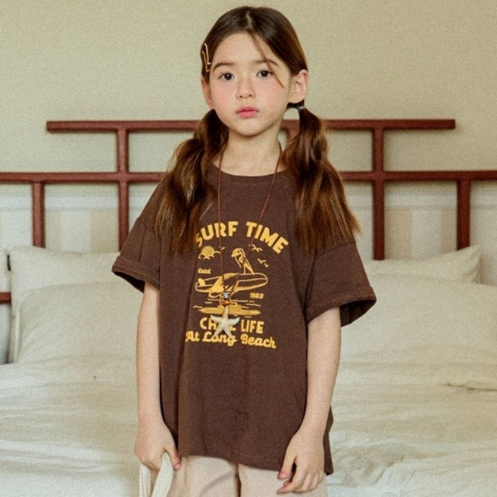 W.S.B. 純棉短袖上衣-衝浪海鷗-咖啡