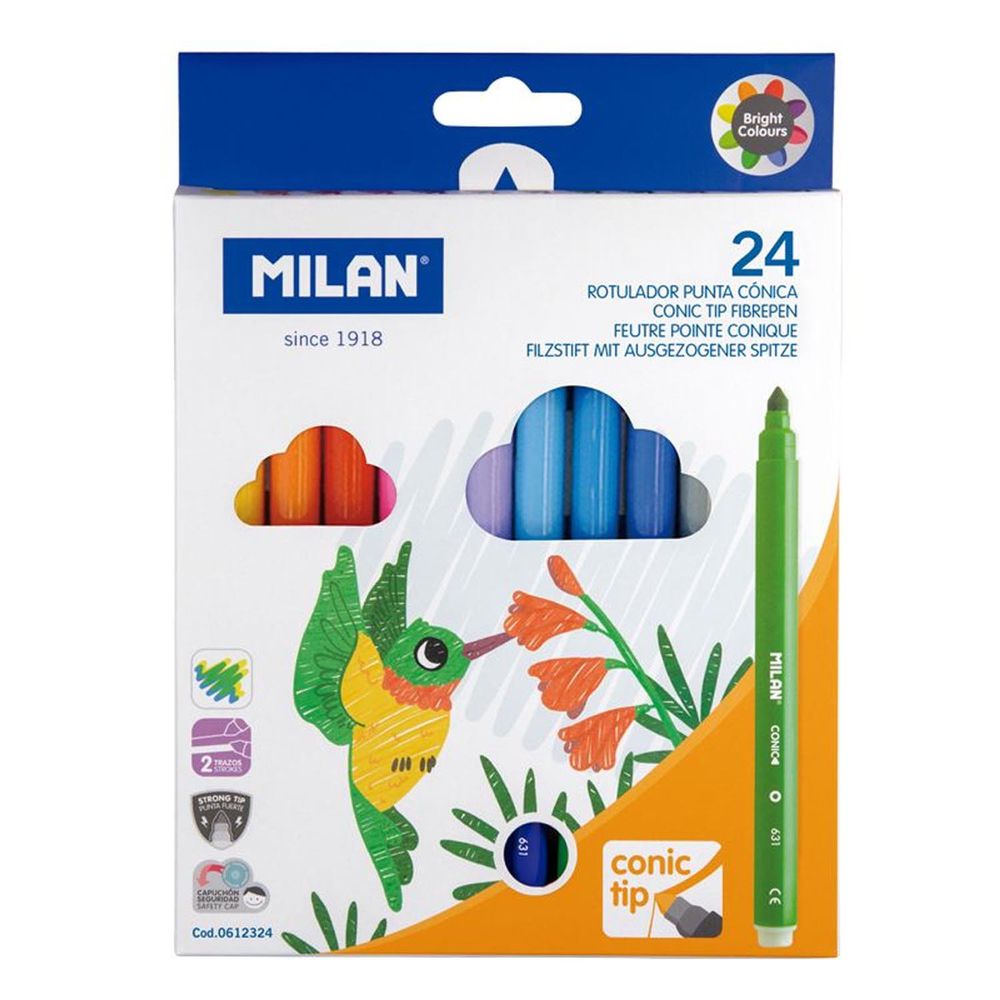 MILAN - 兒童可水洗彩色筆_細筆桿24色