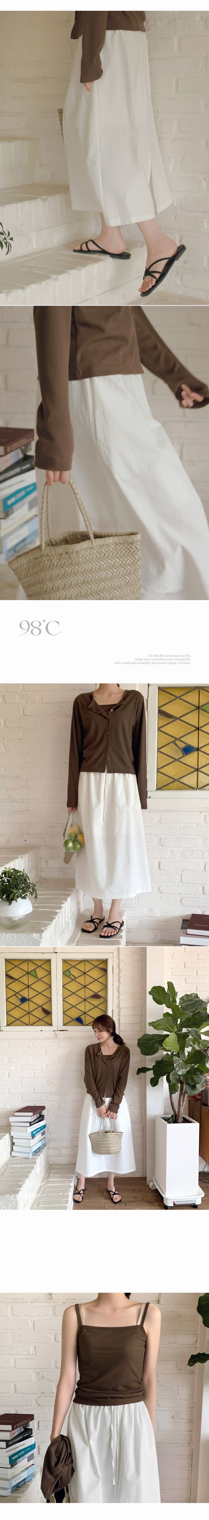 韓國 98doci - 簡約風格兩件式細肩帶背心/外套-天藍