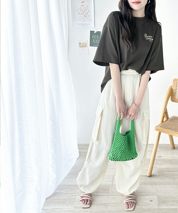 日本 Classical Elf - 100%棉 胸前logo點綴短袖上衣-黑白條紋