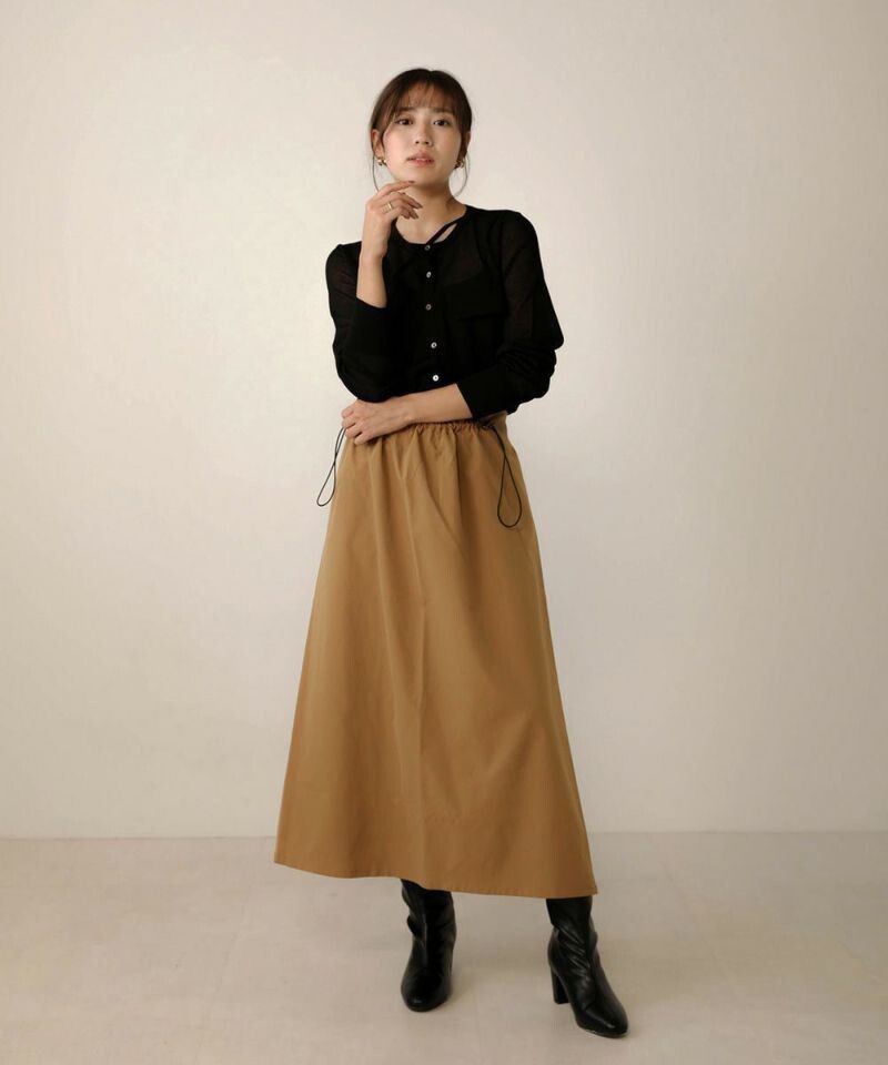 日本 Bou Jeloud - 挺版抽繩設計長裙-焦糖