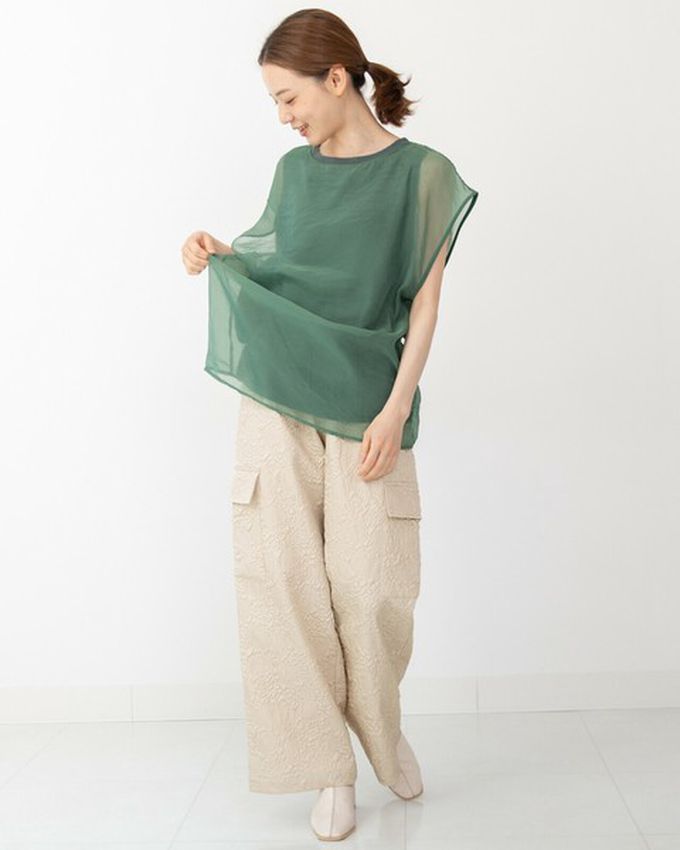 日本 gleam - 輕盈歐根紗唯美顯瘦法式袖上衣-黑