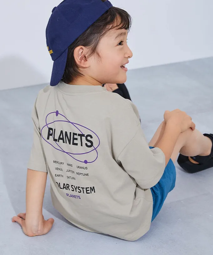 日本 devirock - 100%棉 定番印花短袖上衣-冰淇淋蘇打-炭黑