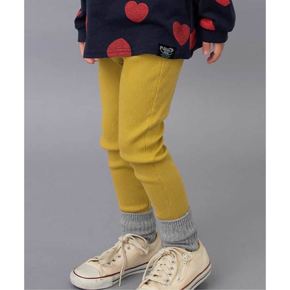 DAISUKI 百搭鬆緊彈性九分褲-羅紋-芥末黃