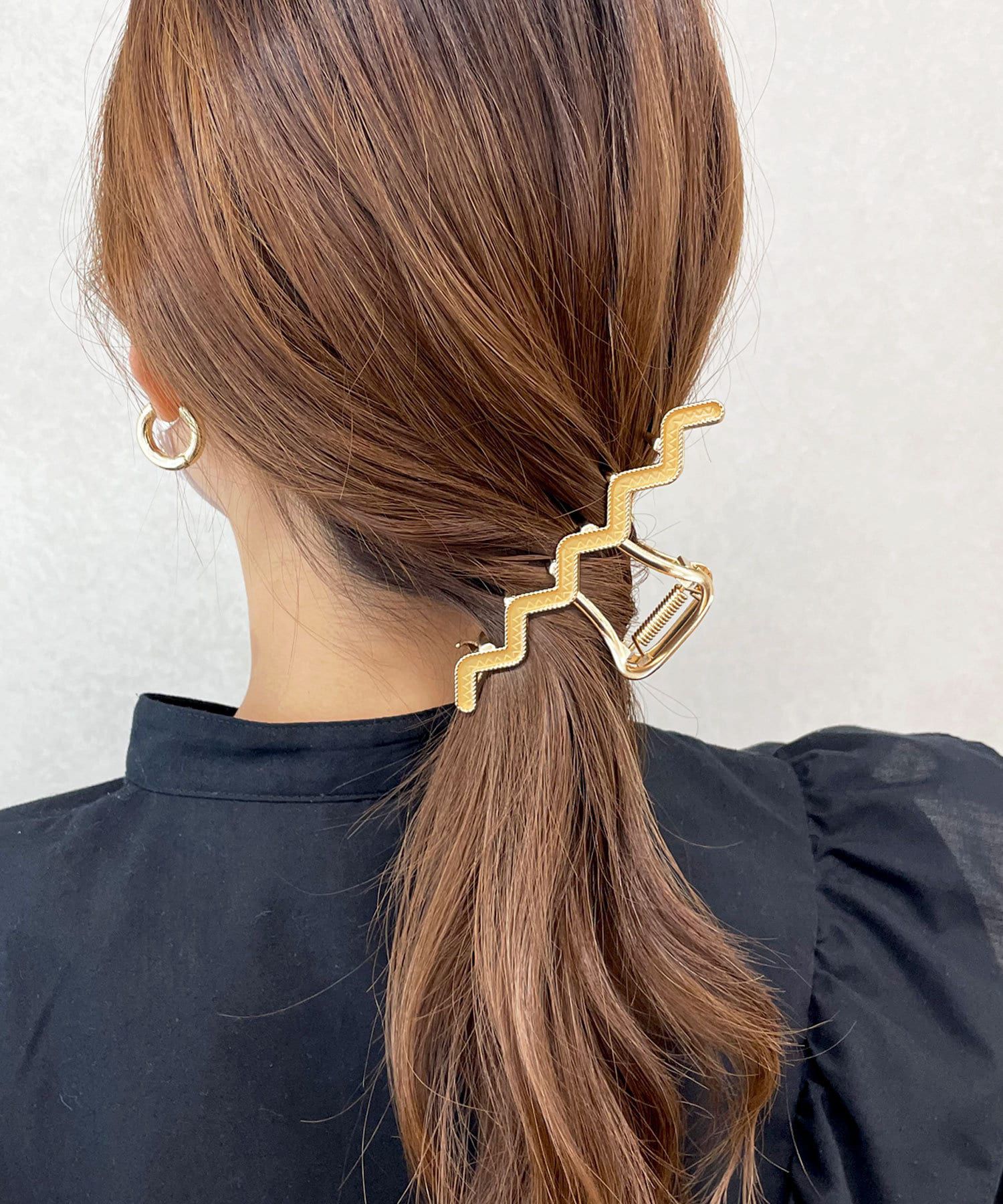 日本 Lattice - 頑皮線條金屬髮夾/鯊魚夾-草綠