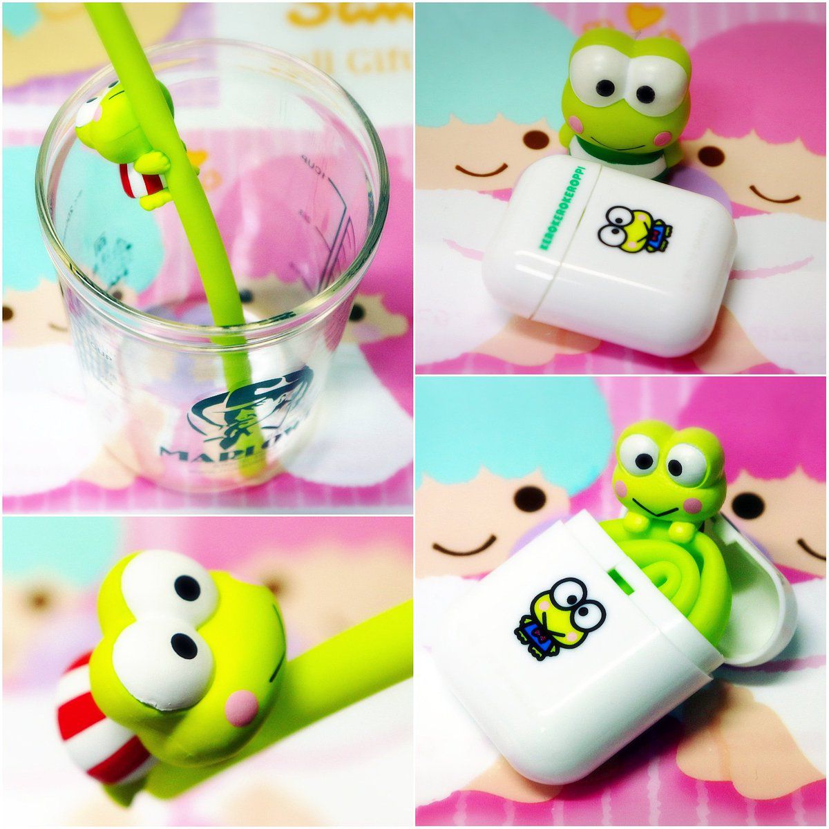 日本 Hashy - 便攜型矽膠吸管兩入組(附收納盒+清洗刷)-大耳狗-白 (直徑7mm*18.5cm)