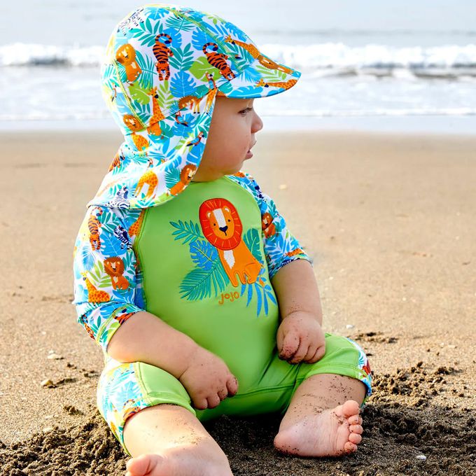 英國 JoJo Maman BeBe - 嬰幼兒/兒童連身式防曬泳裝-叢林探險