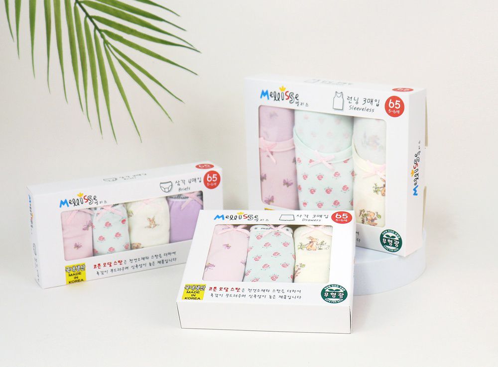 韓國 Mellisse - 韓製無螢光棉透氣背心(女寶)-粉X薄荷綠X米-三件組