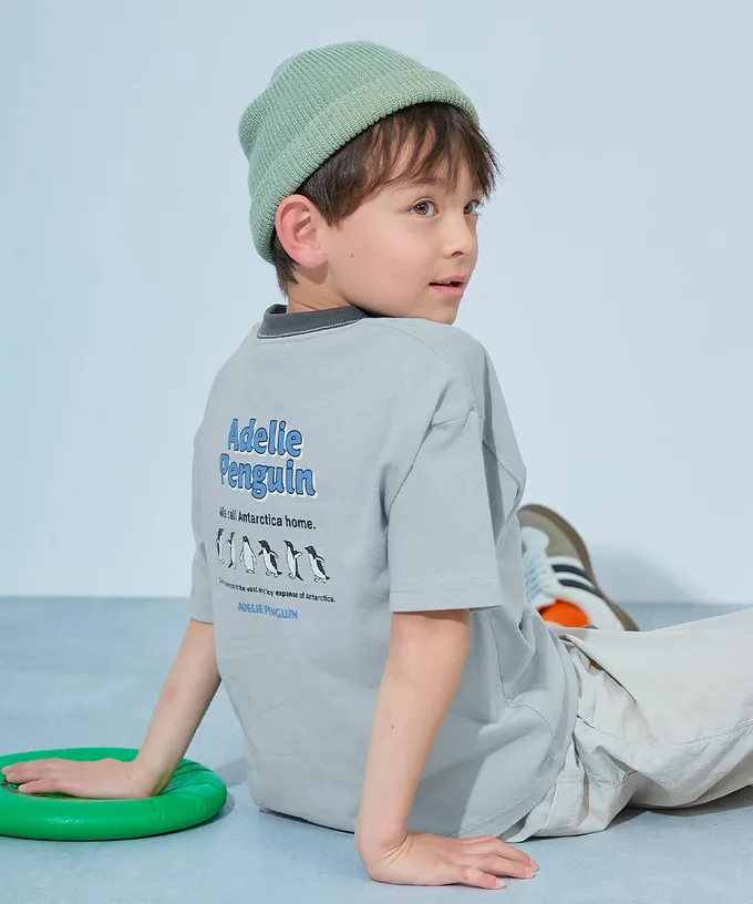 日本 devirock - 100%棉 定番印花短袖上衣-咖啡拿鐵-灰棕