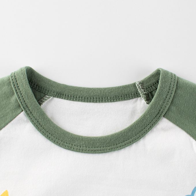 短袖棉T-塗鴉恐龍-白+綠