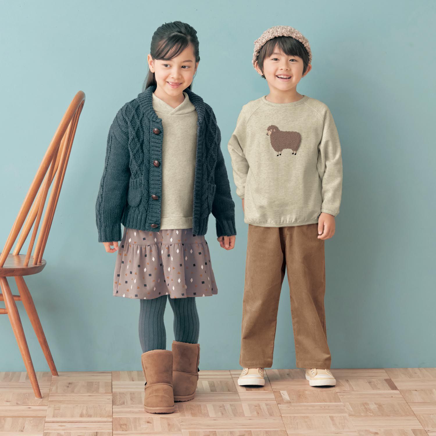 日本千趣會 - GITA 純棉裏起毛長T-小羊刺繡-米