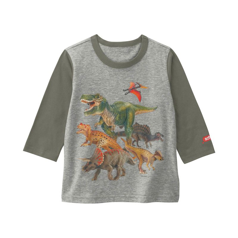 日本千趣會 - Schleich系列 印花七分袖上衣-暴龍-海軍藍