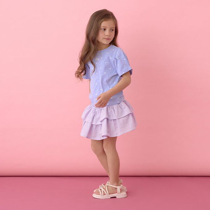 日本 Lycee mine - 純棉滿版印花打褶泡泡袖上衣-點點-炭灰