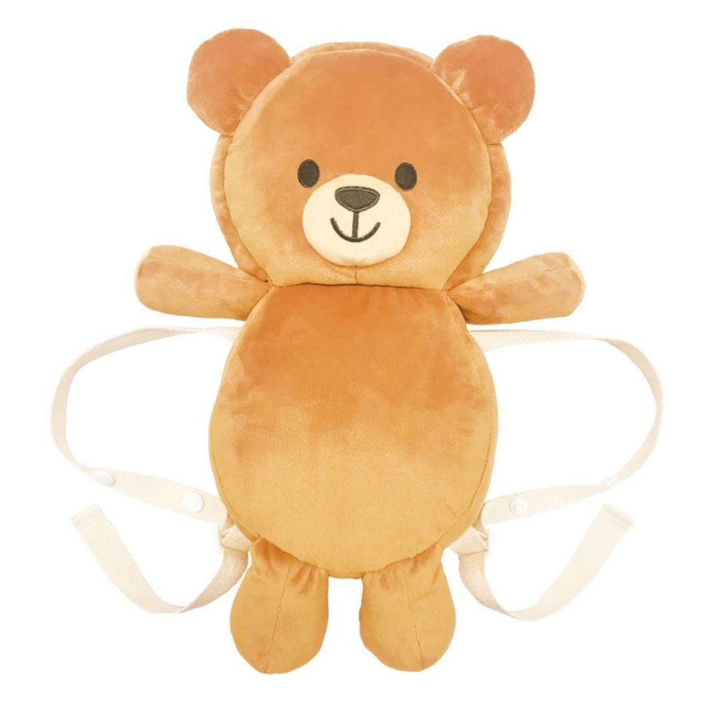 akachan honpo - 嬰兒防護枕背包-小熊-咖啡色 (17×32cm)-適用月齡：5~15個月
