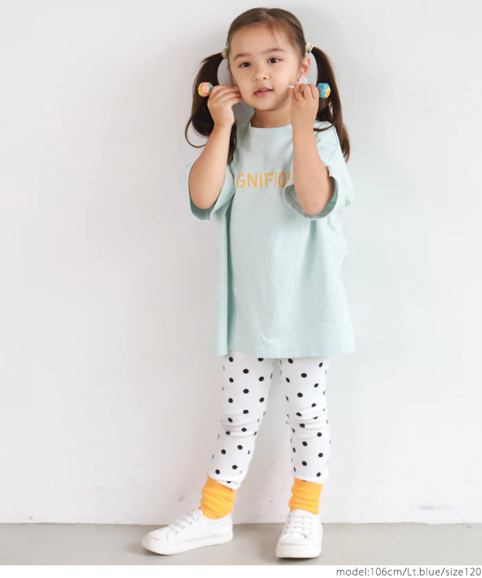 日本 COCA - 圓領純棉透氣字母短T-孩子-淺粉