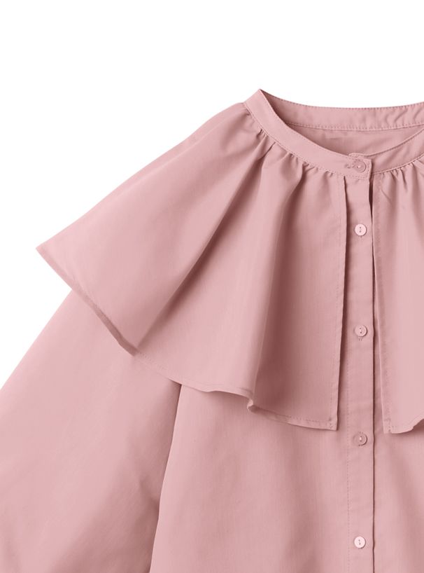 日本 GRL - 甜美翻領燈籠袖襯衫-天使白