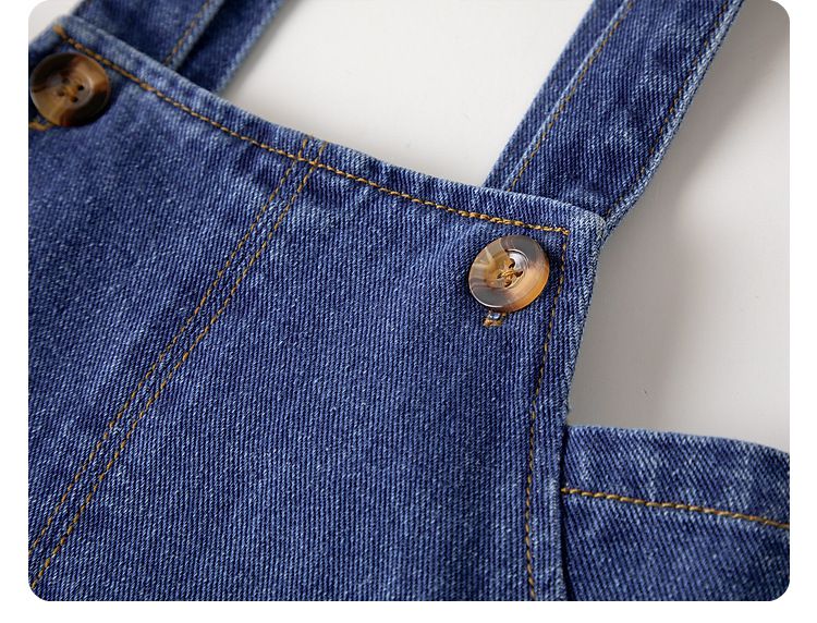 牛仔吊帶短褲-藍色