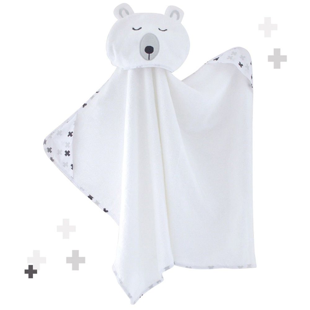 澳洲 BubbaBlue - 純棉連帽浴巾-晚安北極熊