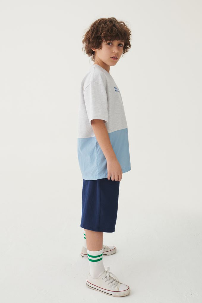 韓國 INDIVIDUEL - 好搭配休閒風五分褲-米灰