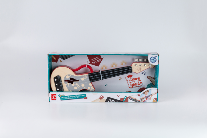 德國 Hape - 小小音樂家聲光學習烏克麗麗(紅)