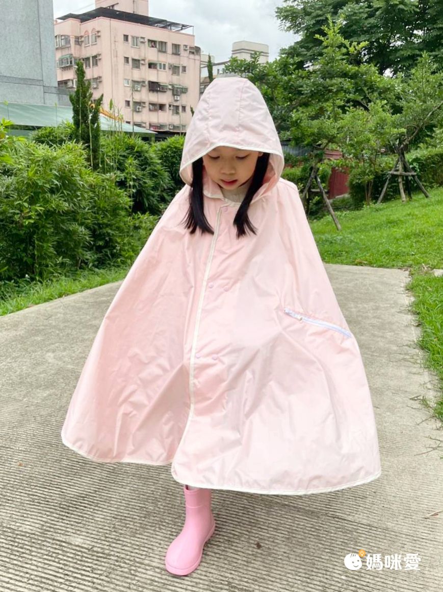 韓國 OZKIZ - 馬卡龍色兒童防風斗篷雨衣(可收納)-湖水綠