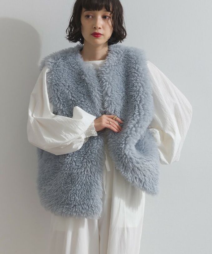 日本 ELENCARE DUE - QQ毛絨時尚搭配長版背心-咖啡灰