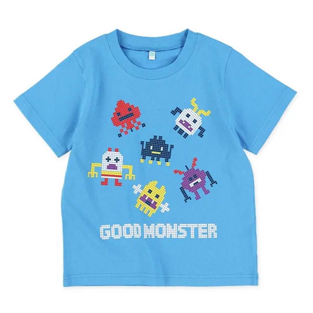 圓點組成印花短袖上衣-小怪物-藍