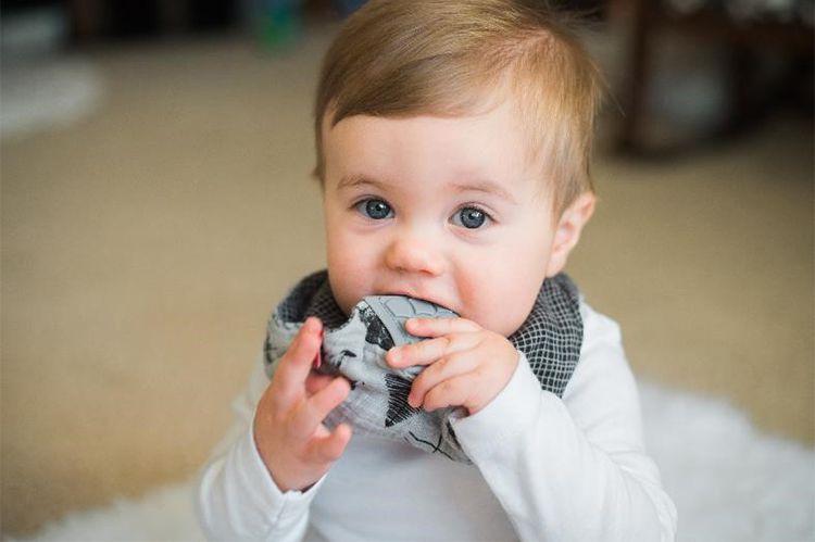 Nuby - 紗布咬咬兜-藍鯊魚/海浪波紋-2入組