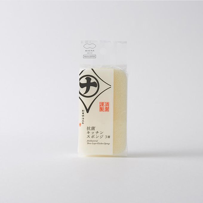 日本 MARNA - 清潔謹製 超強起泡力長型菜瓜布-白 (6.5×12×3.5cm)