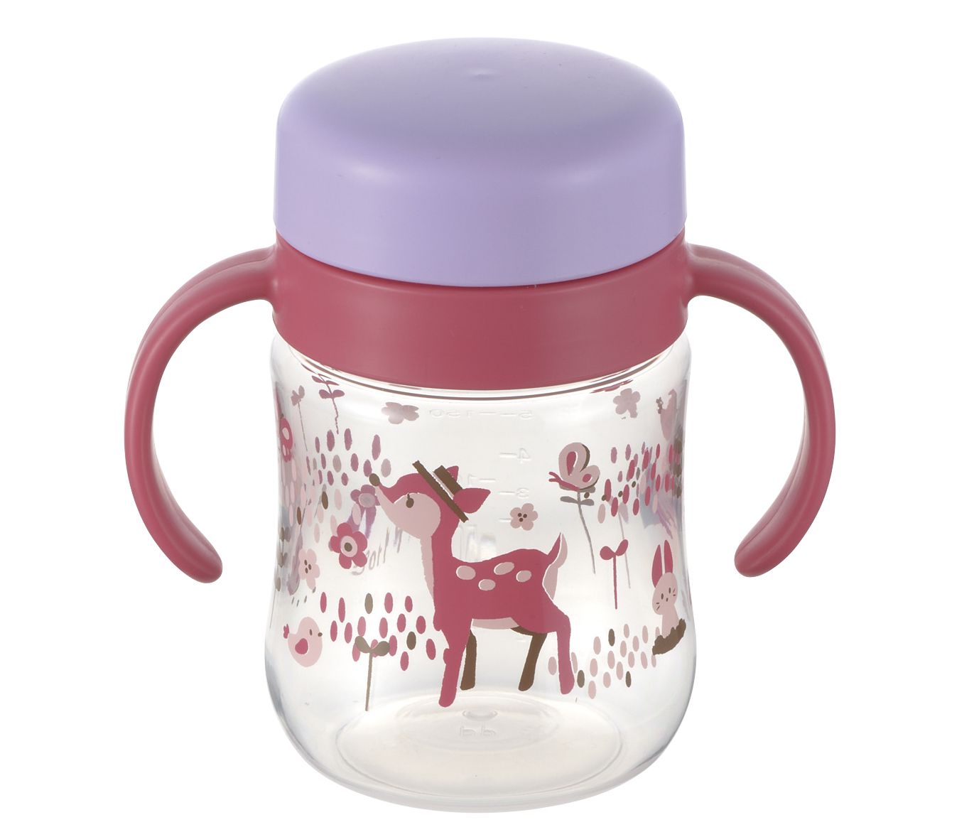 日本 Richell 利其爾 - 花間鹿360度防漏水杯-200ML-紅/粉-8個月適用