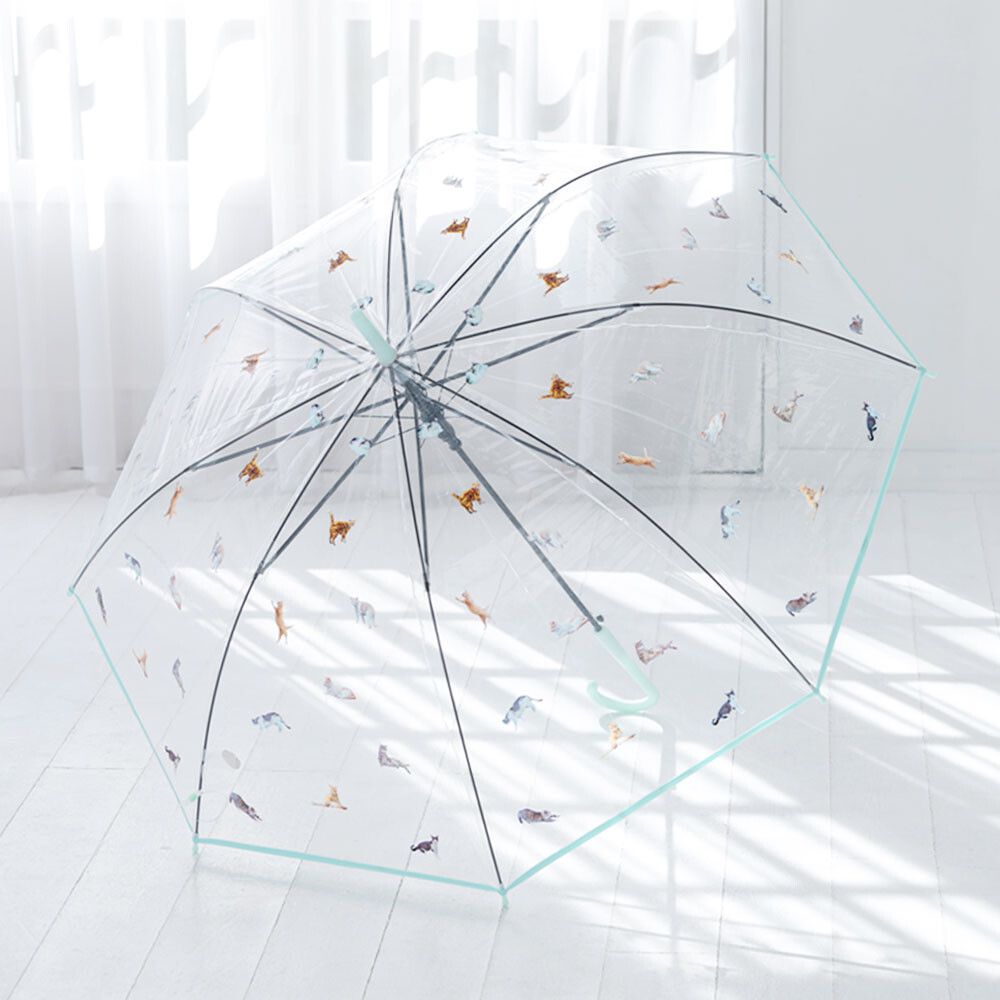 日本中谷 - [日雜推薦] 各種貓咪透明傘/雨傘-粉紫 (傘骨60cm)